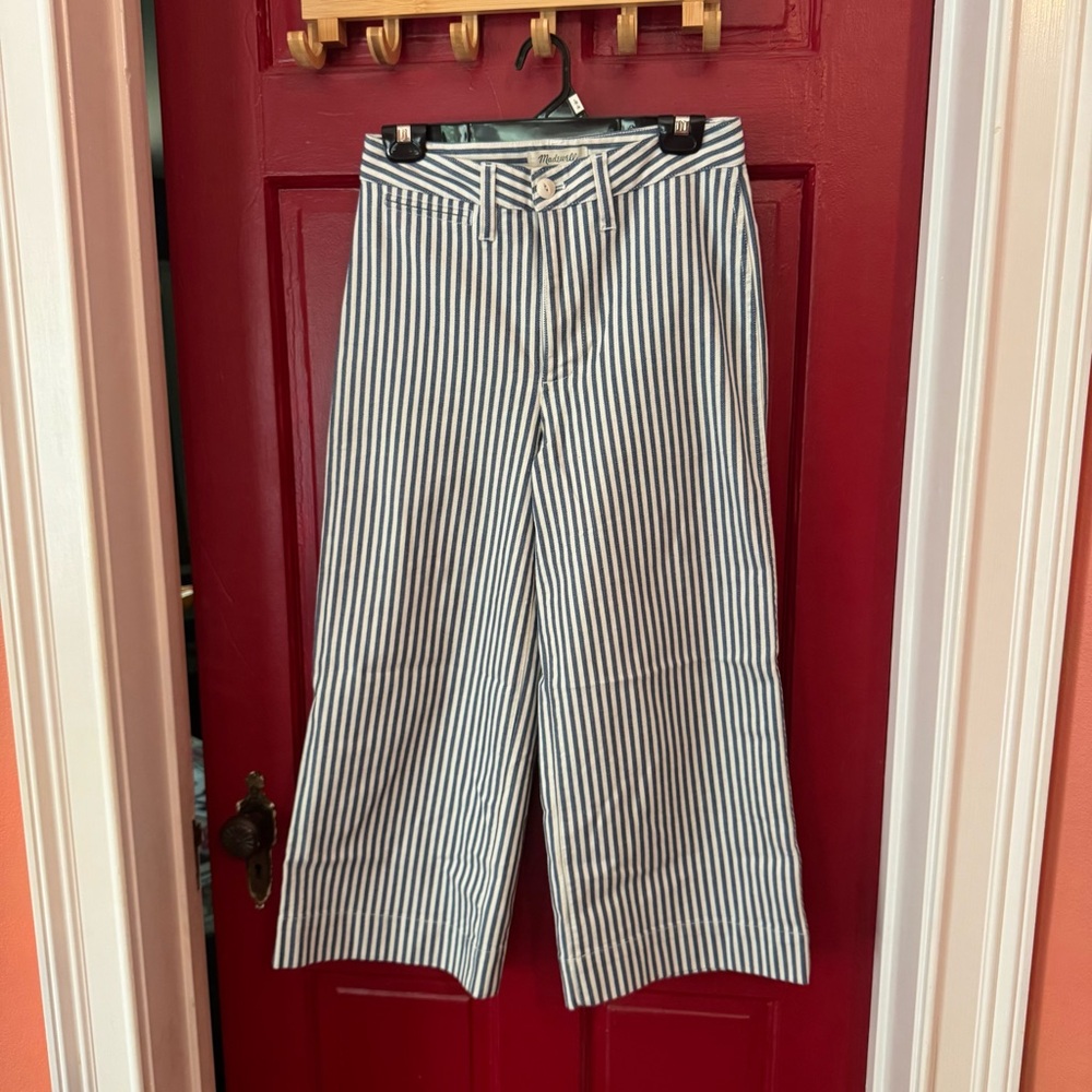 Madewell Emmett Wide Leg Blue/white striped pants